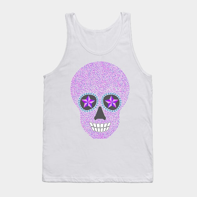 Day of the Dead purple Skull Tank Top by ArtistAnnieK